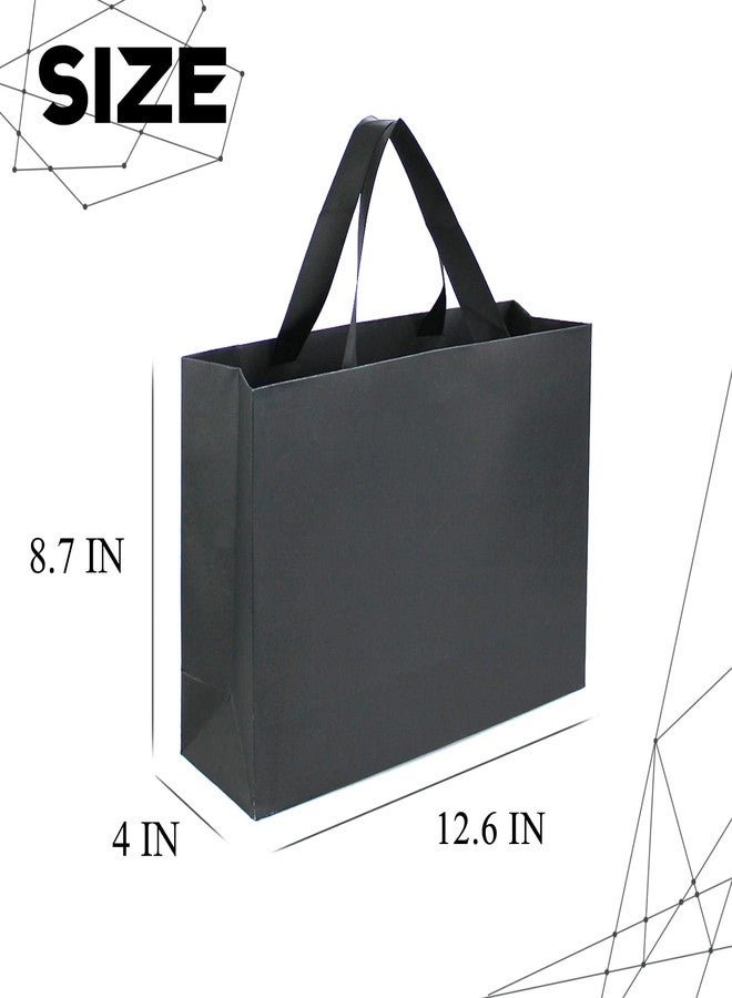 Xloey Black Gift Bags with Handles,6 Pcs 12.6"x4"x8.7" Black Gift Bag,Paper Shopping Bags with Ribbon Handles,for Merchandise Business,Retail,Valentine's Day, Birthday,Wedding,Christmas,Party - Image 2